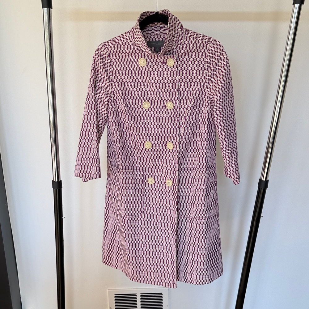 Proenza Schouler for Target Purple and Cream Patterned Fabric trench coat